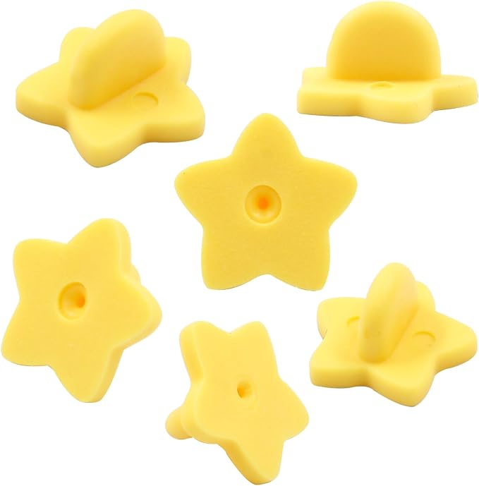 100 Pack Star Shape Rubber Pin Backs, Lapel Pin Backing Locking Pin Keepers by Coufce
