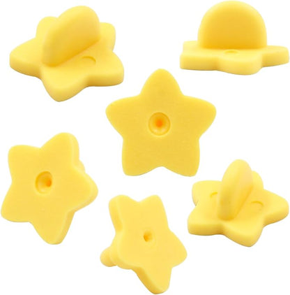 100 Pack Star Shape Rubber Pin Backs, Lapel Pin Backing Locking Pin Keepers by Coufce