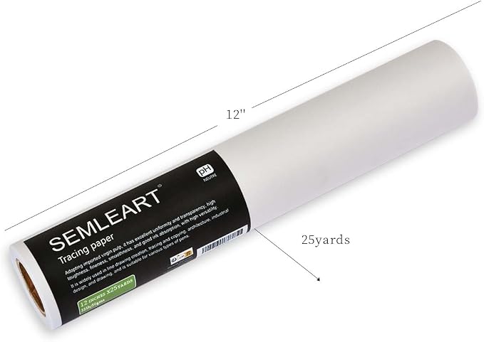 SEMLEART Artit's Tracing Paper roll, 32lb/50gsm, 12 inch x 25 Yard, Translucent - Image 2