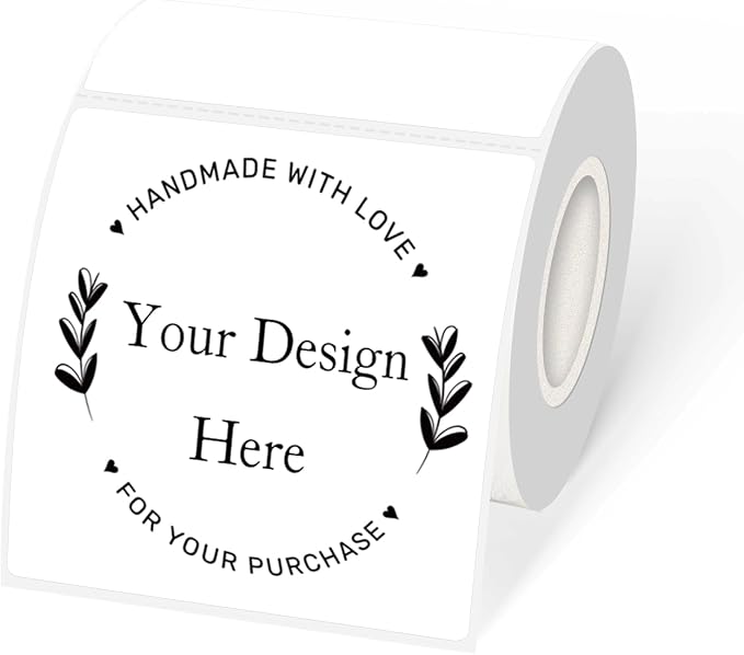 White Square Thermal Labels Stickers 3 x 3 Inch, Self-Adhesive Waterproof by Unknown