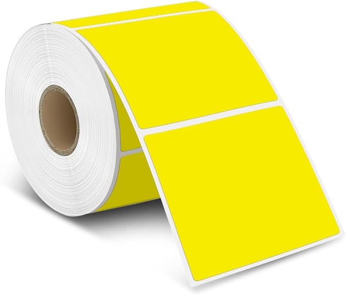 iEager Yellow Square Thermal Label Stickers, 500 Sheets/Roll by iEager