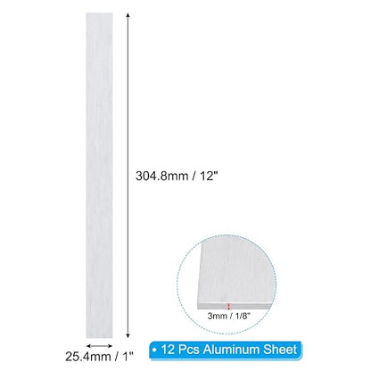 PATIKIL 6061 T651 Aluminum Sheet Metal 12 x 1 x 1/8 Inch 12Pcs Flat Plain - Image 2