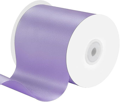 4 Inches x 25 Yards Polyester Satin Ribbon, Solid Color White Satin Ribbon by KMERLIFE