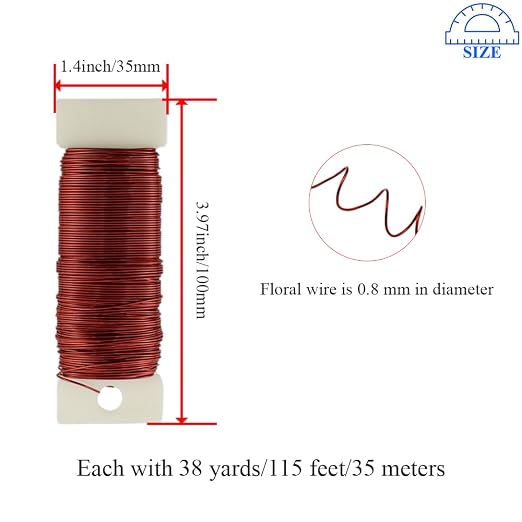 HAHIYO 22Gauge Red Metal Floral Wire - Image 2