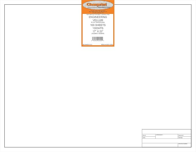 Clearprint 17" x 22" 1000H Design Vellum Sheets by Clearprint