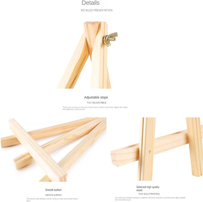 9.4" Tall Natural Pine Wood Tripod Easel Photo Painting Display Portable Tripod - Image 5