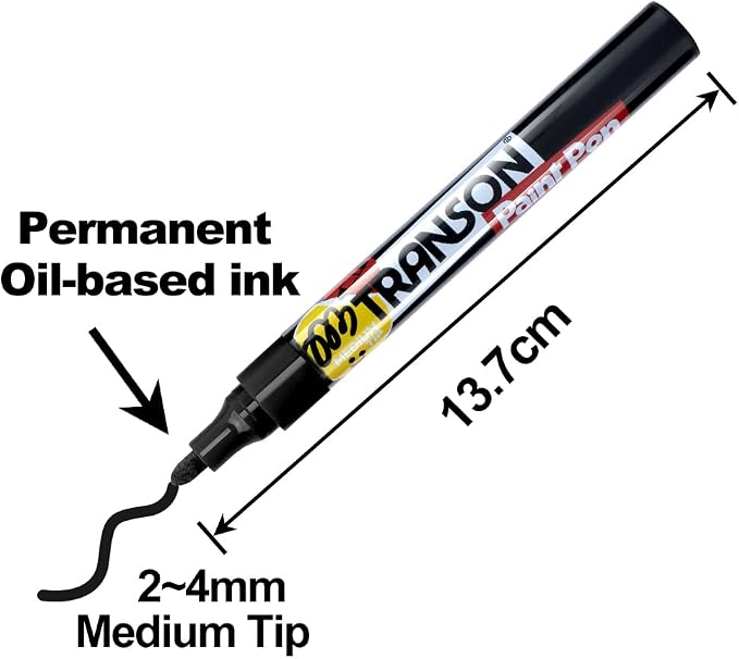 TRANSON 2 Black Permanent Paint Markers - Image 2