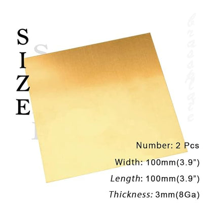 8 Gauge Brass Sheet，H62 Brass Plates Metal 0.118" Thickness x 3.9" Width x 3.9" - Image 2
