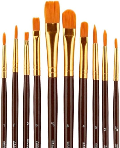 KINGART 10-Piece Paint Brushes, Acrylic Painting Brush Set, Watercolor Brushes - Image 2