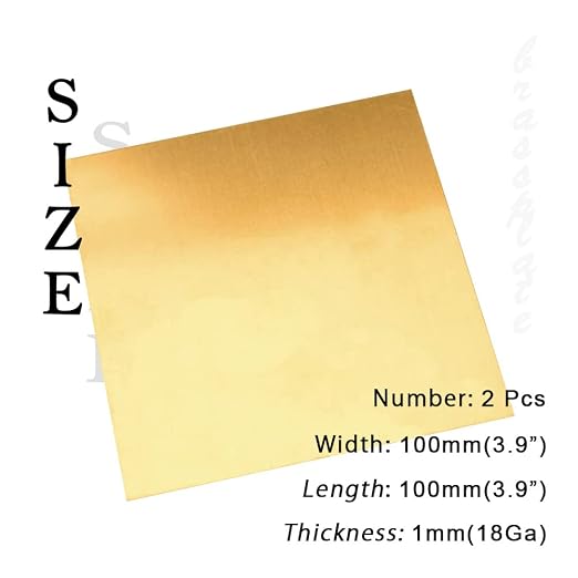 18 Gauge Brass Sheet，H62 Brass Plates Metal 0.039" Thickness x 3.9" Width x - Image 2