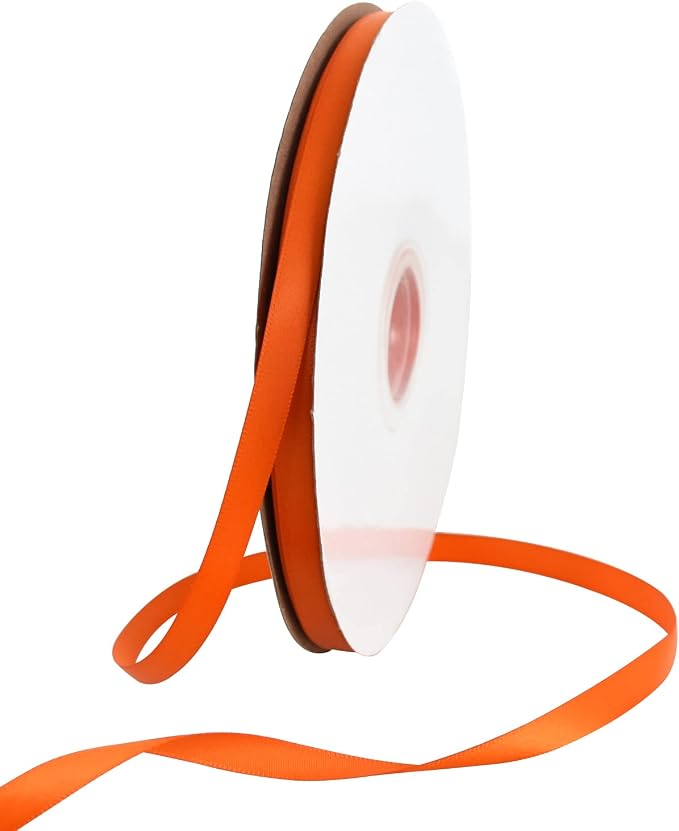 TONIFUL 3/8 Inch x 100yds Orange Satin Ribbon Thin Solid Fabric Ribbons by TONIFUL