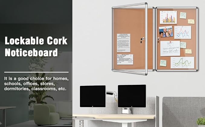 2 Pack 36"x24" Enclosed Bulletin Board, Lockable Weather-Resistant Aluminum - Image 9