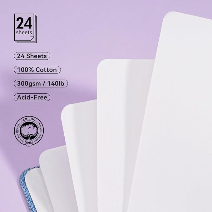 Lightwish Square Watercolor Journal, 100% Cotton, 300gsm/140lb, 24 Sheets Cold - Image 2