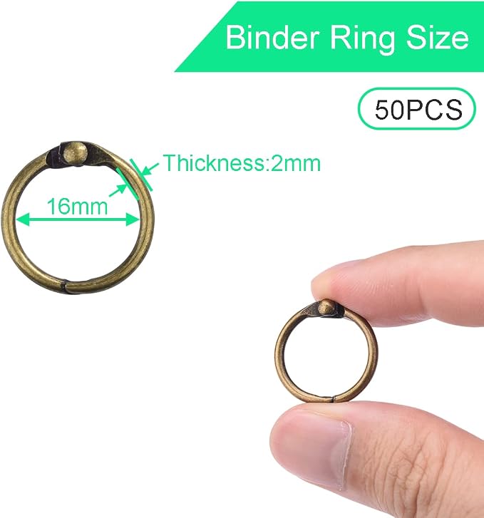 CooBigo 50 Pack Binder Ring, Metal Book Ring Paper Ring Holder 5/8-Inch Loose - Image 2