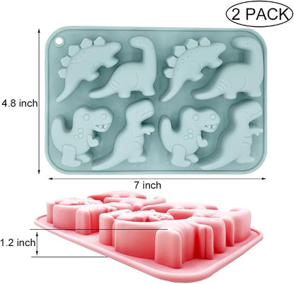 2 Pack Cute Dinosaur Silicone Molds 3D Dinosaur Themed Baking Mould Tray DIY - Image 2