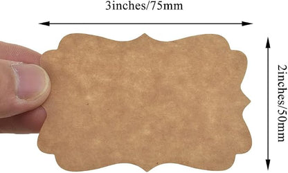 HAHIYO 3*2Inches 150Pcs Natural Brown Kraft Sticker Rectangles of 3 different - Image 3