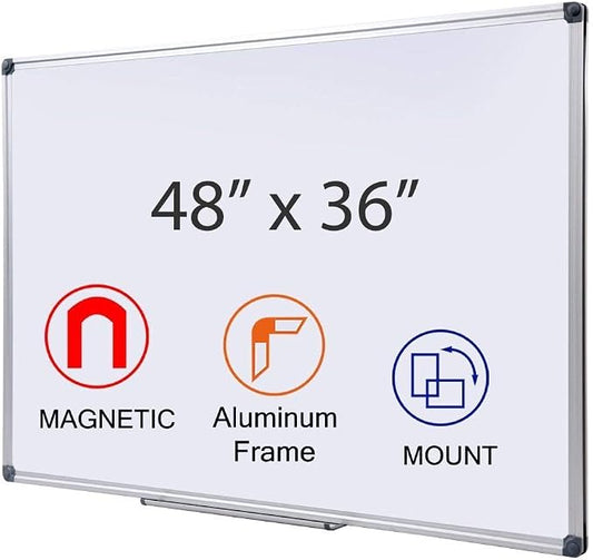 48" x 36" Magnetic Whiteboard for Wall Mount | Large Dry Erase Board by DexBoard