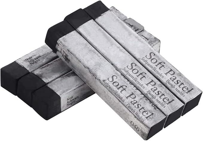 6pcs Square Black Soft Pastel Set, Professional Artist's Sketching Chalk - Image 2