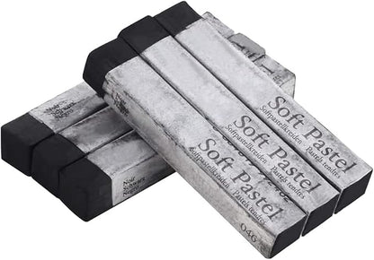6pcs Square Black Soft Pastel Set, Professional Artist's Sketching Chalk - Image 2