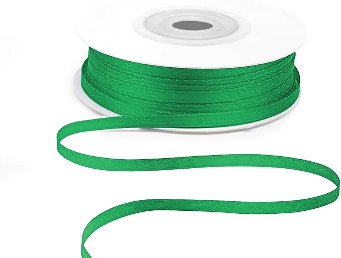 KMER LIFE 1/8" Wide x 50 Yards Green Polyester Satin Ribbon by KMERLIFE