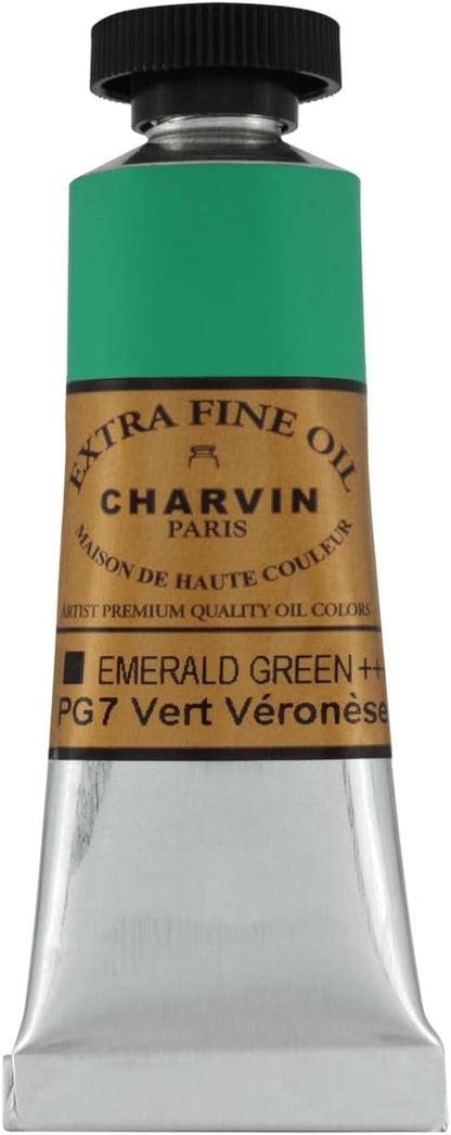 Charvin Extra Fine Oil Paint, Emerald Green 20 ml - Image 2