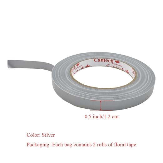 HAHIYO Silver 0.5Inch Wide Floral Tape, Waterproof Florist Tape Flower Wrap - Image 2
