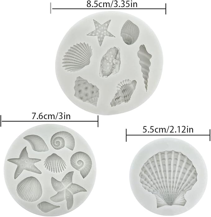 3 PCS Marine Theme Cake Fondant Silicone Mold Seashell Conch Starfish Coral - Image 2
