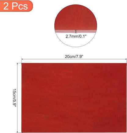 MECCANIXITY 2 Pcs Stained Glass Sheet Mosaic Tile 7.9 Inch x 5.9 Inch Deep Red - Image 2