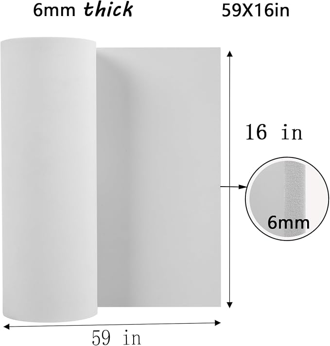 AMZQNART EVA Foam 6mm, Cosplay Foam 16x59 inch White, High Density 90 kg/m³ - Image 2