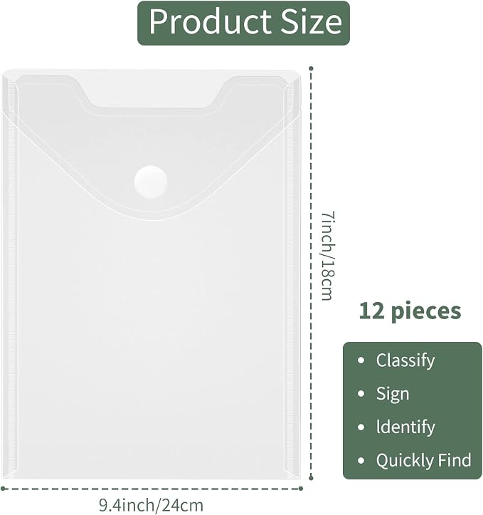 12 Pack Large Clear Die & Stamp Storage Bag Transparent Plastic Folders - Image 2