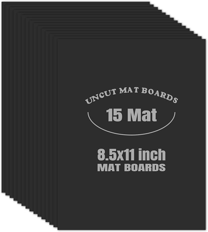 AUEAR, 15 Pack 8.5x11 Uncut Matte Boards Black Photo Mat Board Great by AUEAR
