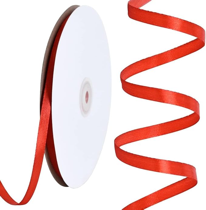 TONIFUL 1/4 Inch x 100yds Red Satin Ribbon, Thin Solid Color Satin Ribbon - Image 7