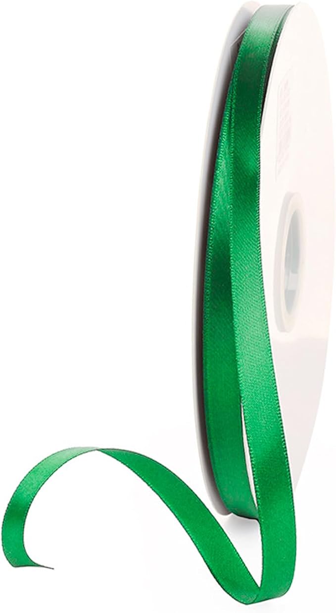 3/8" x 100 Yards Emerald Green Polyester Satin Ribbon Single Faced Bulk Fabric by Oakarbo