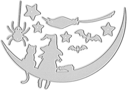 Metal Halloween Die Cuts Moon Cat Spider Star Witch Cutting Dies Embossing - Image 6