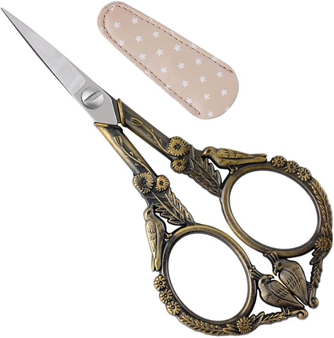 Small Embroidery Scissors with Cover -Cute and Comfortable handles with Sturdy by GLEXAL