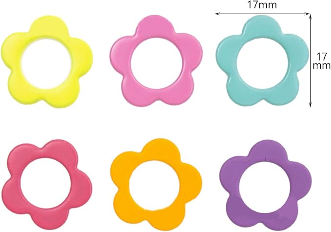 Hilsayum 60PCS Multicolor Stitch Markers Flower Shape Metal Ring Stitch - Image 5