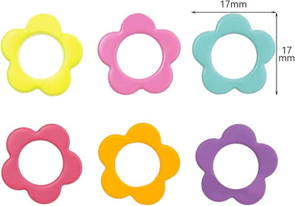 Hilsayum 60PCS Multicolor Stitch Markers Flower Shape Metal Ring Stitch - Image 5