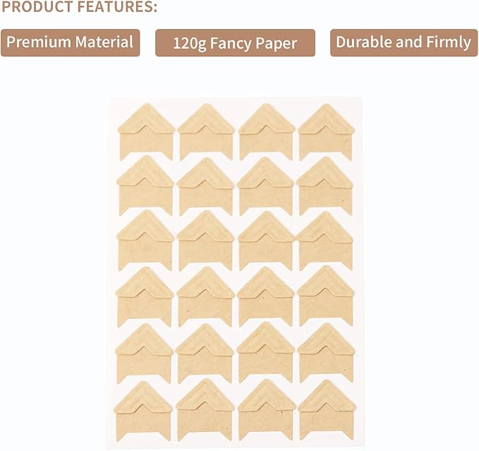 GOONAVI 15 Sheets 360 Pcs Cowhide Acid-Free Photo Corners Mounting Self Adhesive - Image 2