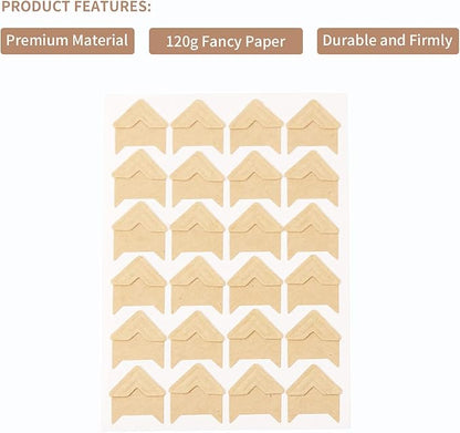 GOONAVI 15 Sheets 360 Pcs Cowhide Acid-Free Photo Corners Mounting Self Adhesive - Image 2