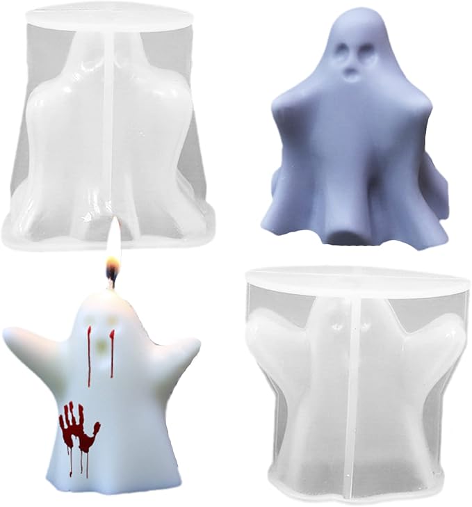 Silicone Candle Molds Set, 2 Pieces Ghost Halloween Molds and 20 Pieces Candle by TOPYS
