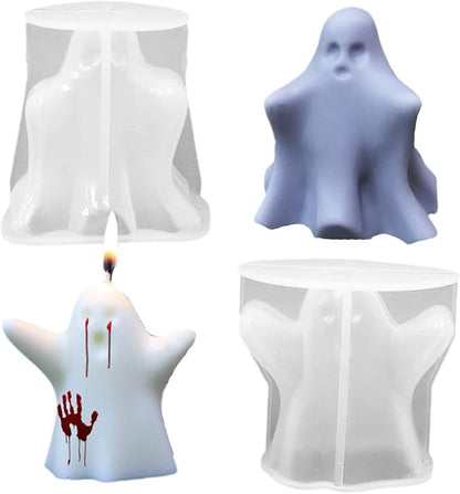 Silicone Candle Molds Set, 2 Pieces Ghost Halloween Molds and 20 Pieces Candle by TOPYS