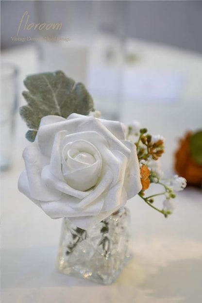 Floroom Artificial Flowers 25pcs Real Looking Shimmer Silver Grey Foam Fake - Image 6