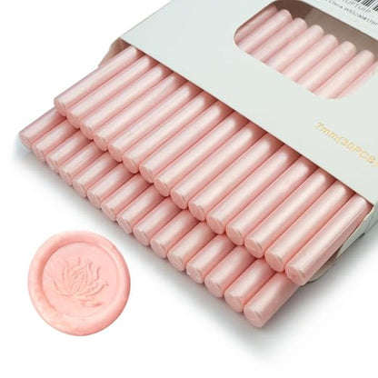 Wax Seal Stick, Ioggtser 30 PCS Pearlescent Pink Mini Glue Gun Wax Seal Stick by Ioggtser