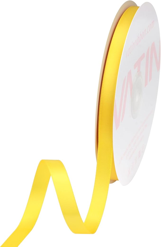 VATIN Double Face Daffodil Satin Ribbon 3/8" Continuous 50 Yards, Gift Wrapping by VATIN