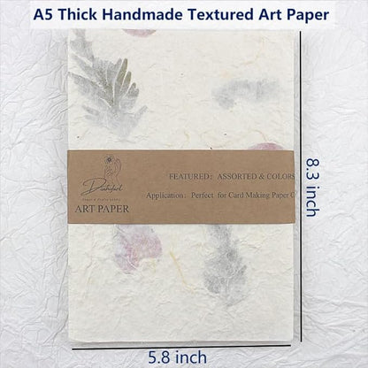 Textured Handmade Paper Sheets for Crafts, A5 Thick Rough Mulberry Recycled - Image 3