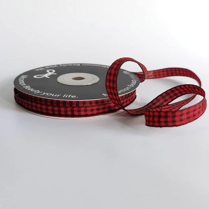 Red and Black Gingham Plaid Checked Ribbon 25 Yards Each Roll 100% Polyester - Image 6