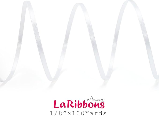 LaRibbons White Satin Ribbon 1/8 Inch 100 Yards Thin Luxury Double Faced Silk - Image 6