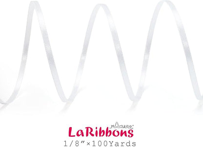 LaRibbons White Satin Ribbon 1/8 Inch 100 Yards Thin Luxury Double Faced Silk - Image 6