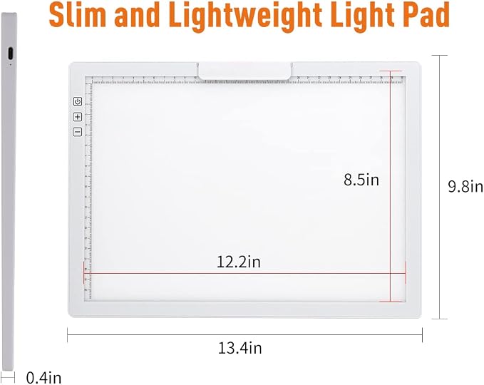 Rechargeable A4 LED Light Pad w/Built-in Riser Stands, 6 Levels of Brightness - Image 6