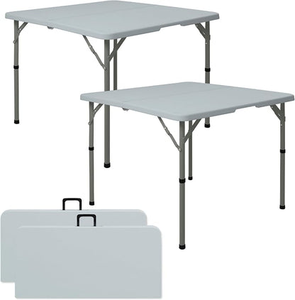 Set of 2 Square Folding Table 34in Multi-Functional Portable Folding Card Table by HAISIWLKJ